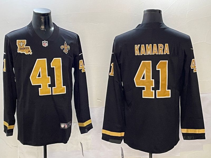Men New Orleans Saints #41 Kamara Black long sleeve 2024 Nike NFL Jersey style 01041->new orleans saints->NFL Jersey